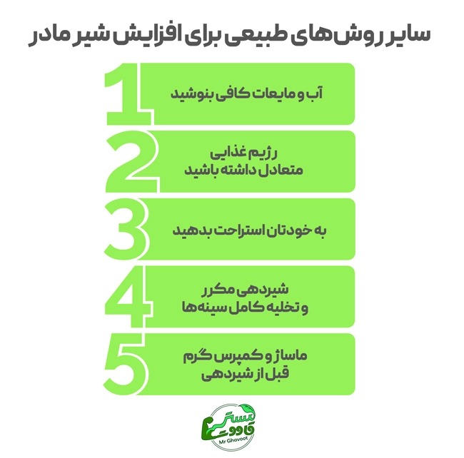 سایر روشهای طبیعی برای افزایش شیر مادر