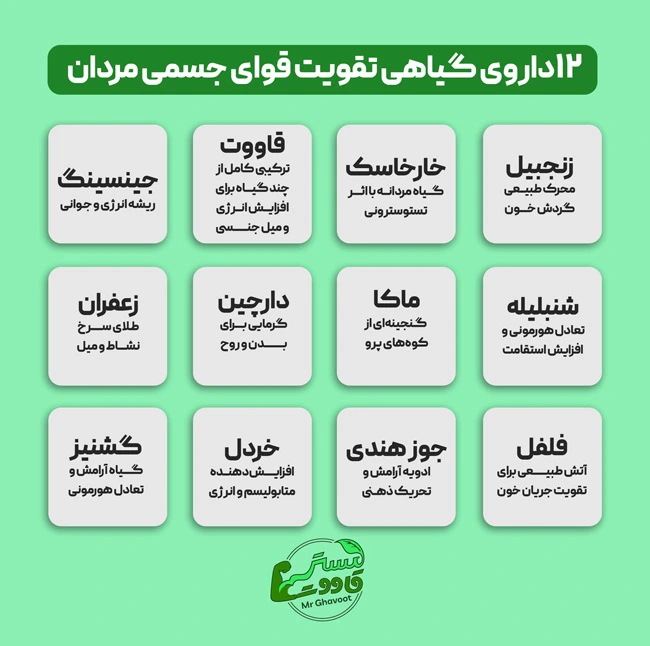 ۱۲ داروی گیاهی تقویت قوای جسمی مردان 